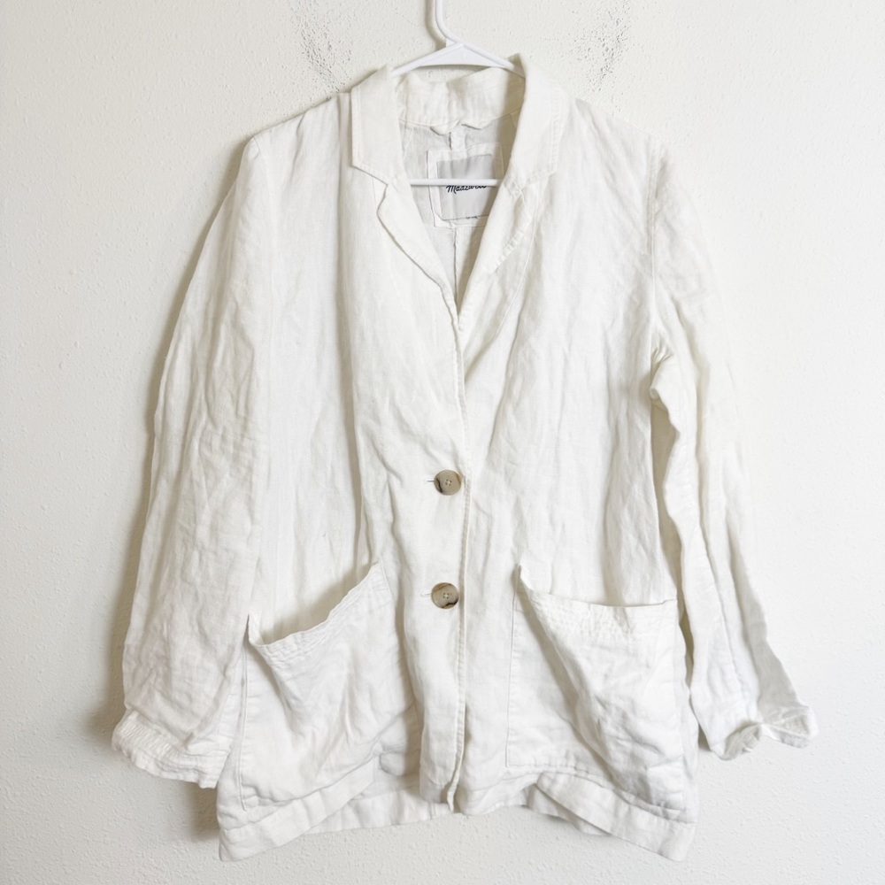 Madewell linen ivory button front blazer jacket